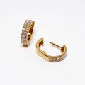 14k Yellow Gold, 2 Row Diamond Huggie Earring