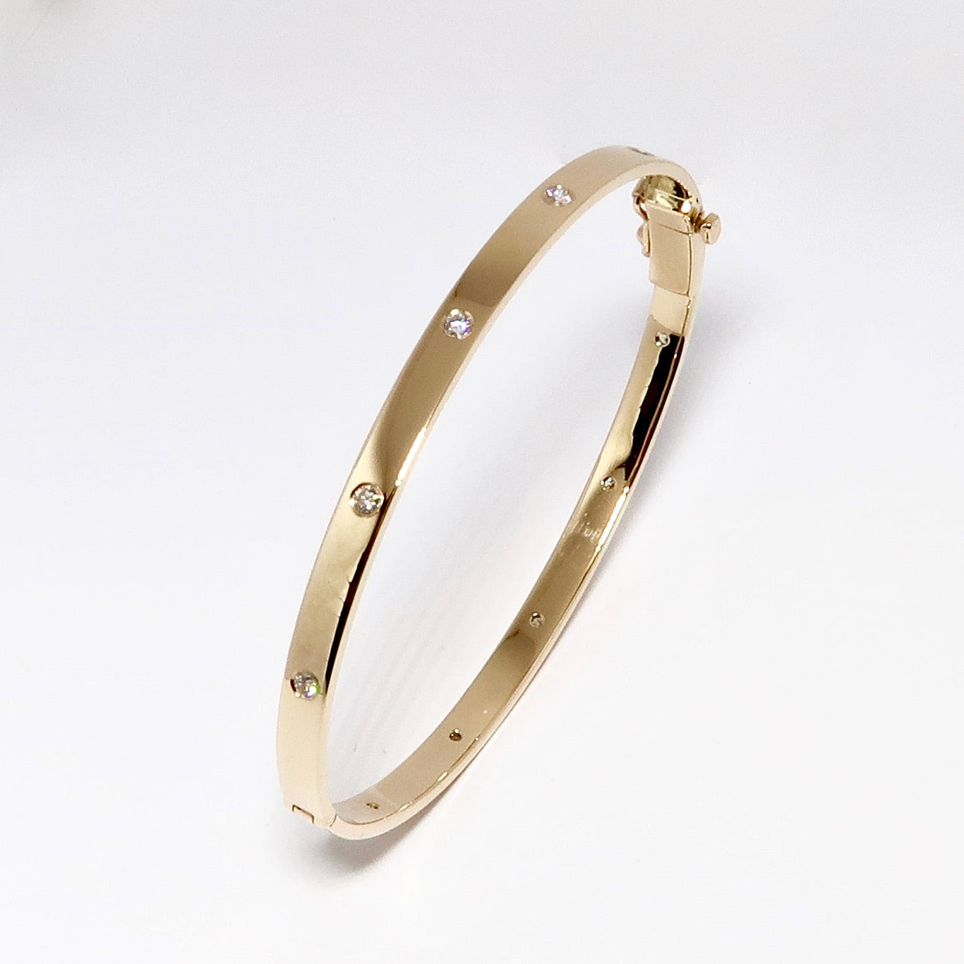 14k Yellow Gold Bangle with Diamonds