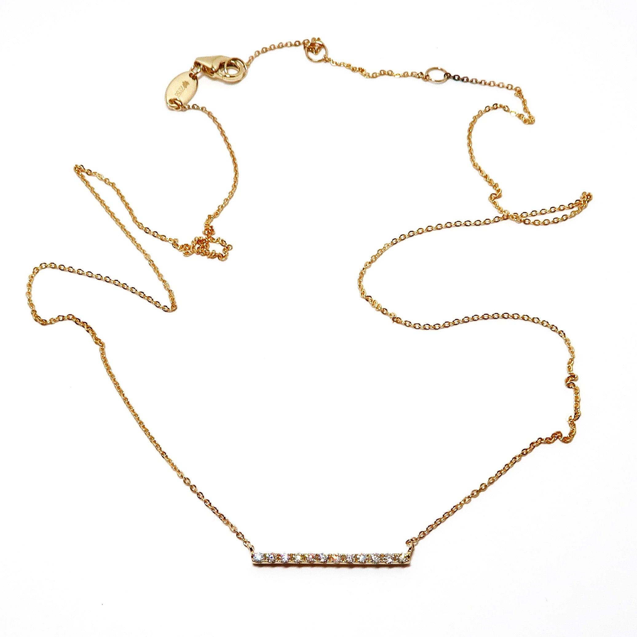 14k Yellow Gold Diamond Bar Necklace
