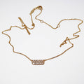 14k Yellow Gold, 3 Row Pave Diamond Bar Necklace