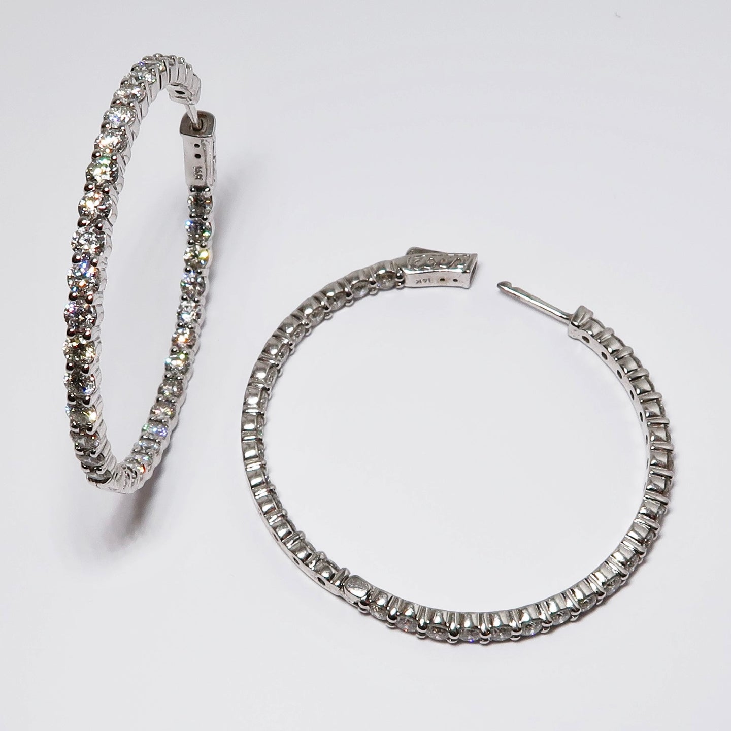 14k White Gold Diamond In/Out Earrings