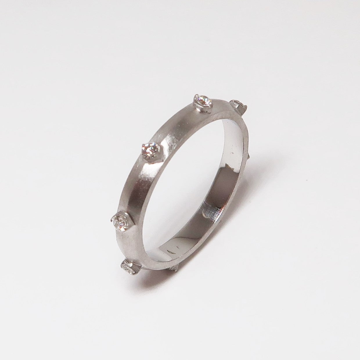Hex Stacking Ring, All White Gold