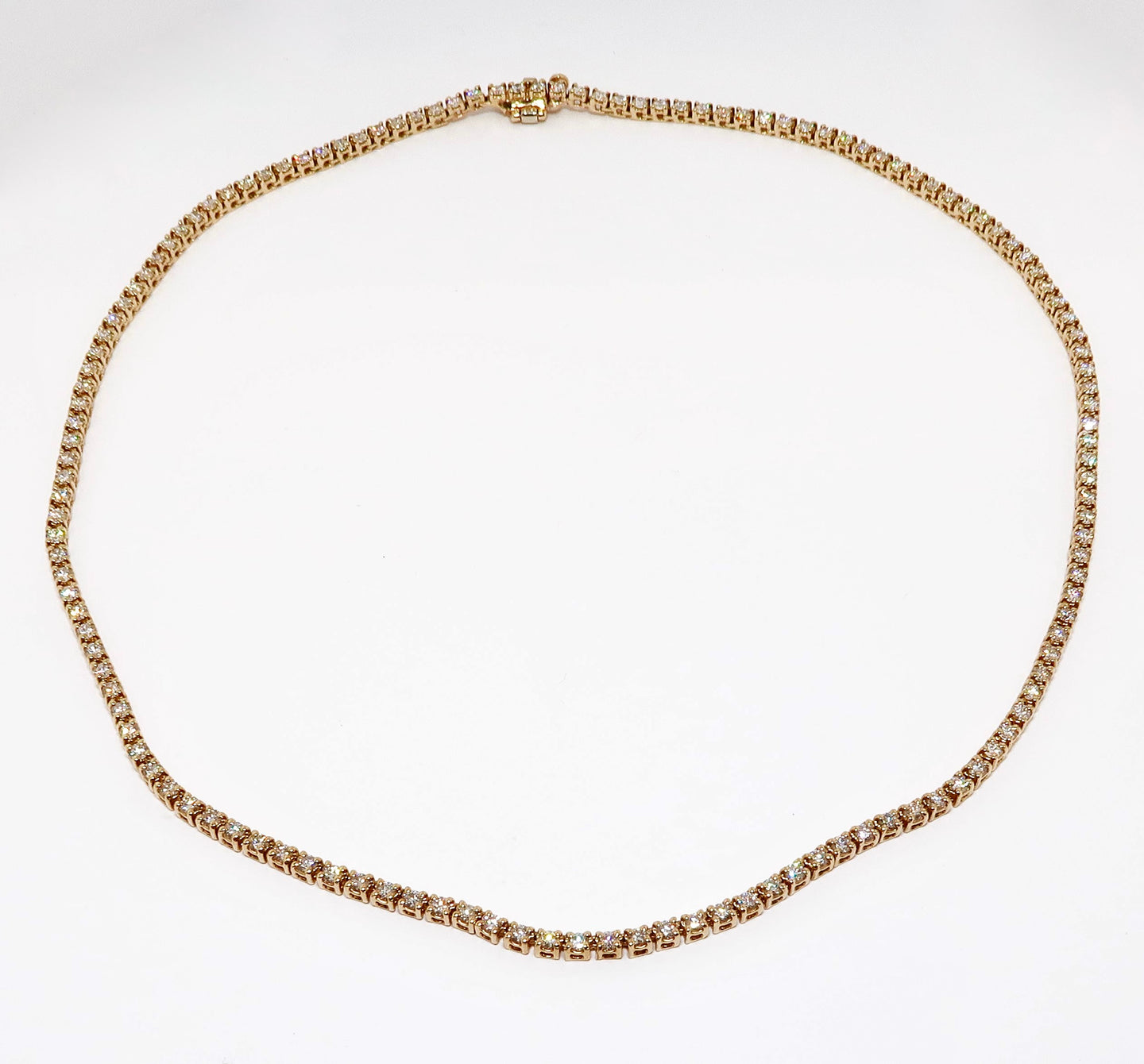 14k Yellow Gold Diamond Thin Line Diamond Necklace