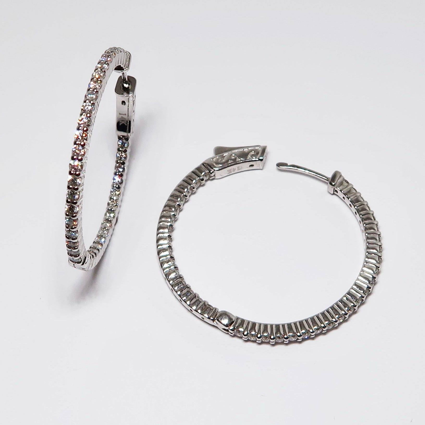 14k White Gold Diamond In/Out Earrings