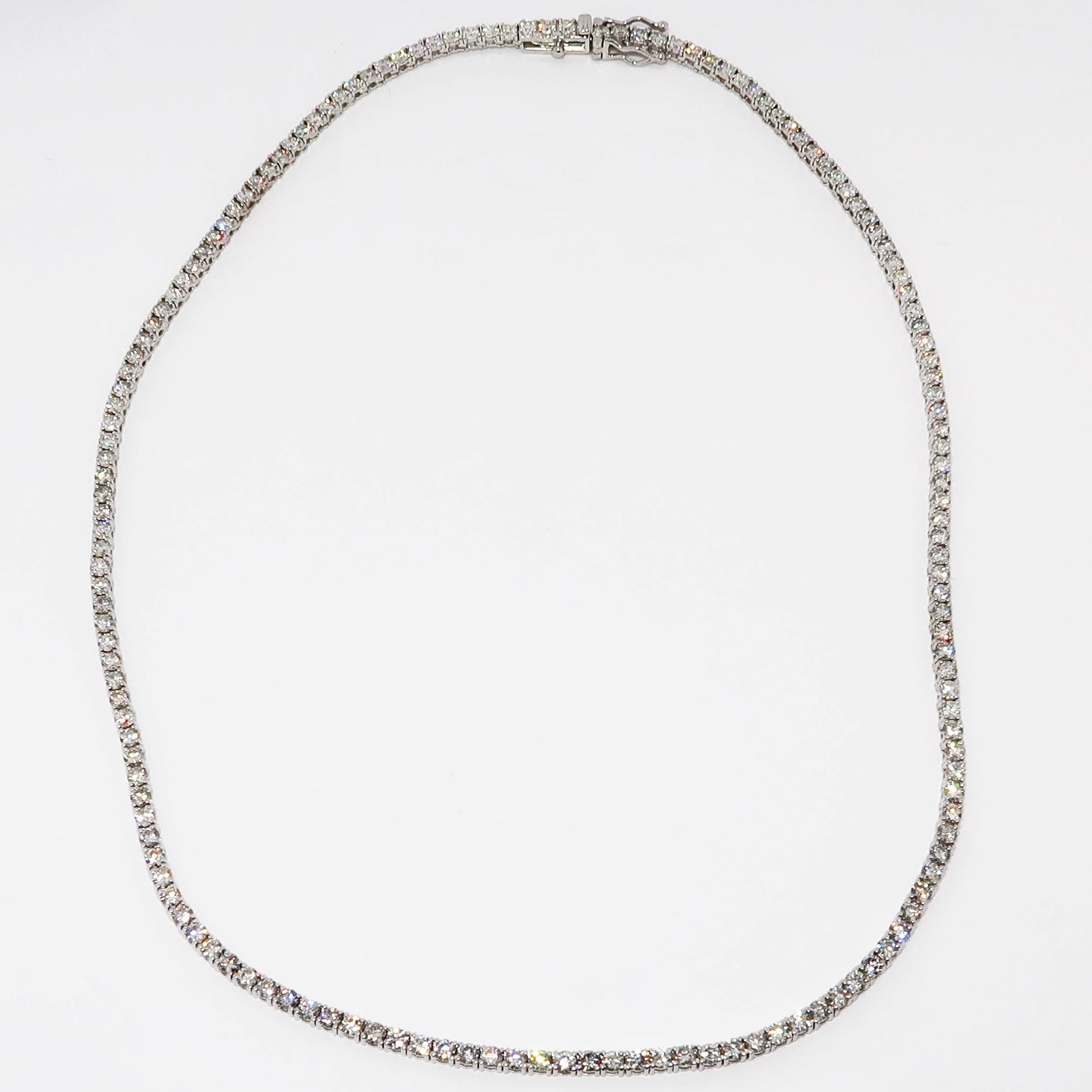 14k White Gold Diamond Straight Line Diamond Necklace