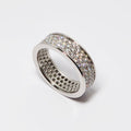Three-Row Round Diamond Wide Band