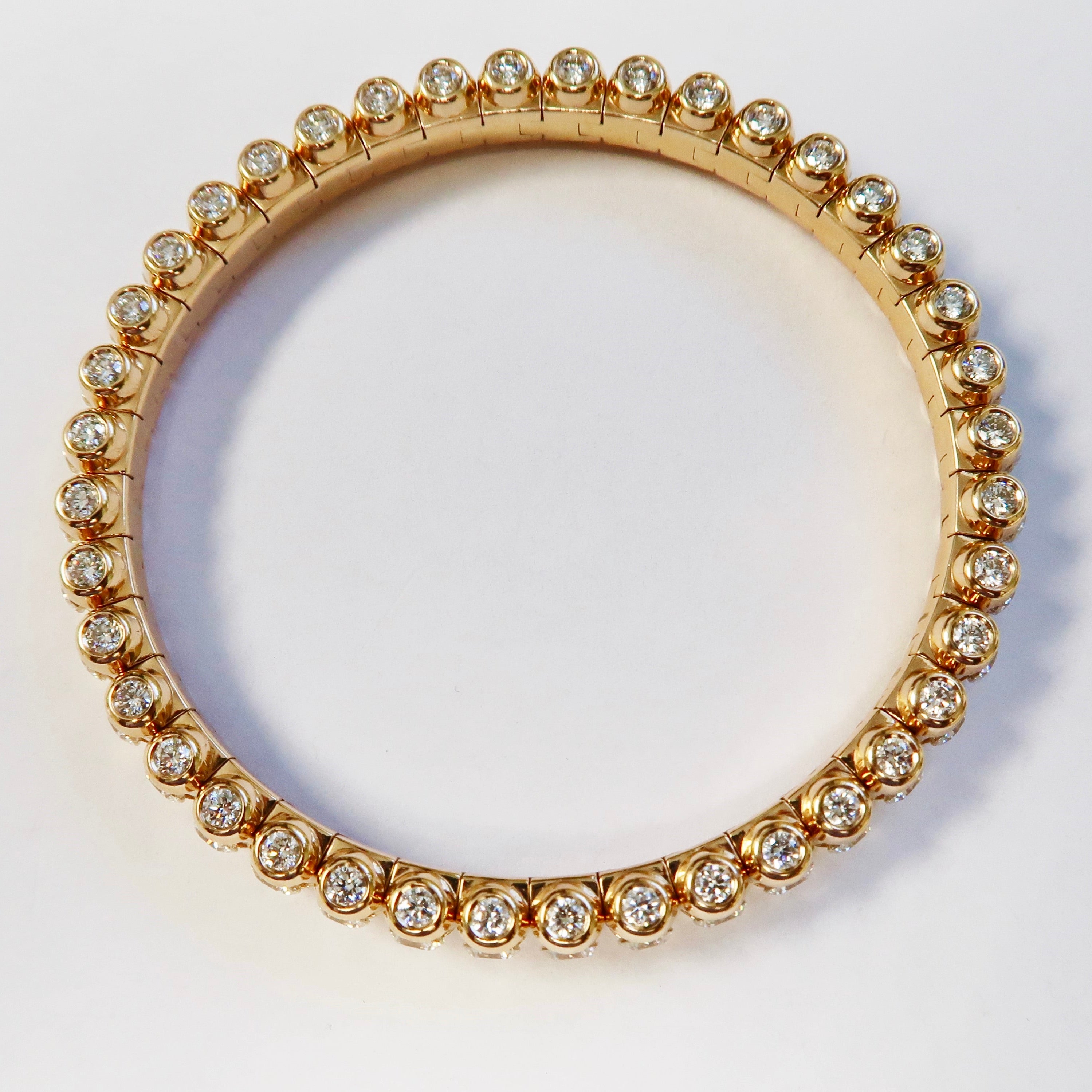 18k Rose Gold Round Diamond Expanding Bracelet