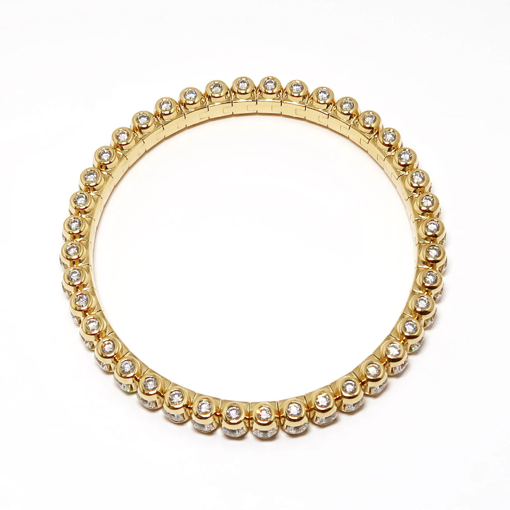 18k Yellow Gold Round Diamond Expanding Bracelet