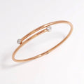 18k Pink Gold Bangle with 2 Round Diamonds