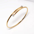 18k Yellow Gold Bangle with 2 Round Diamonds