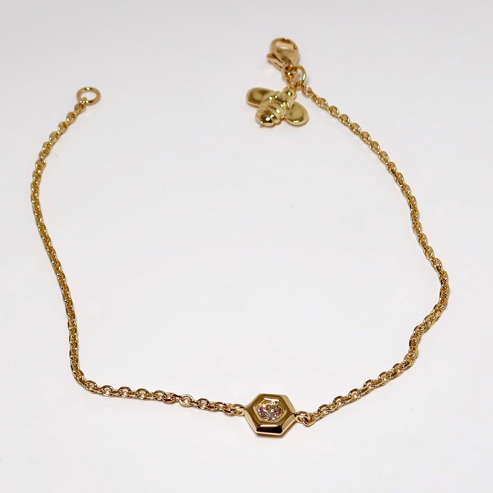 18k Yellow Gold Honeybee "B" Bracelet