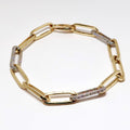 14k White & Yellow Gold Paperclip Bracelet with Diamonds