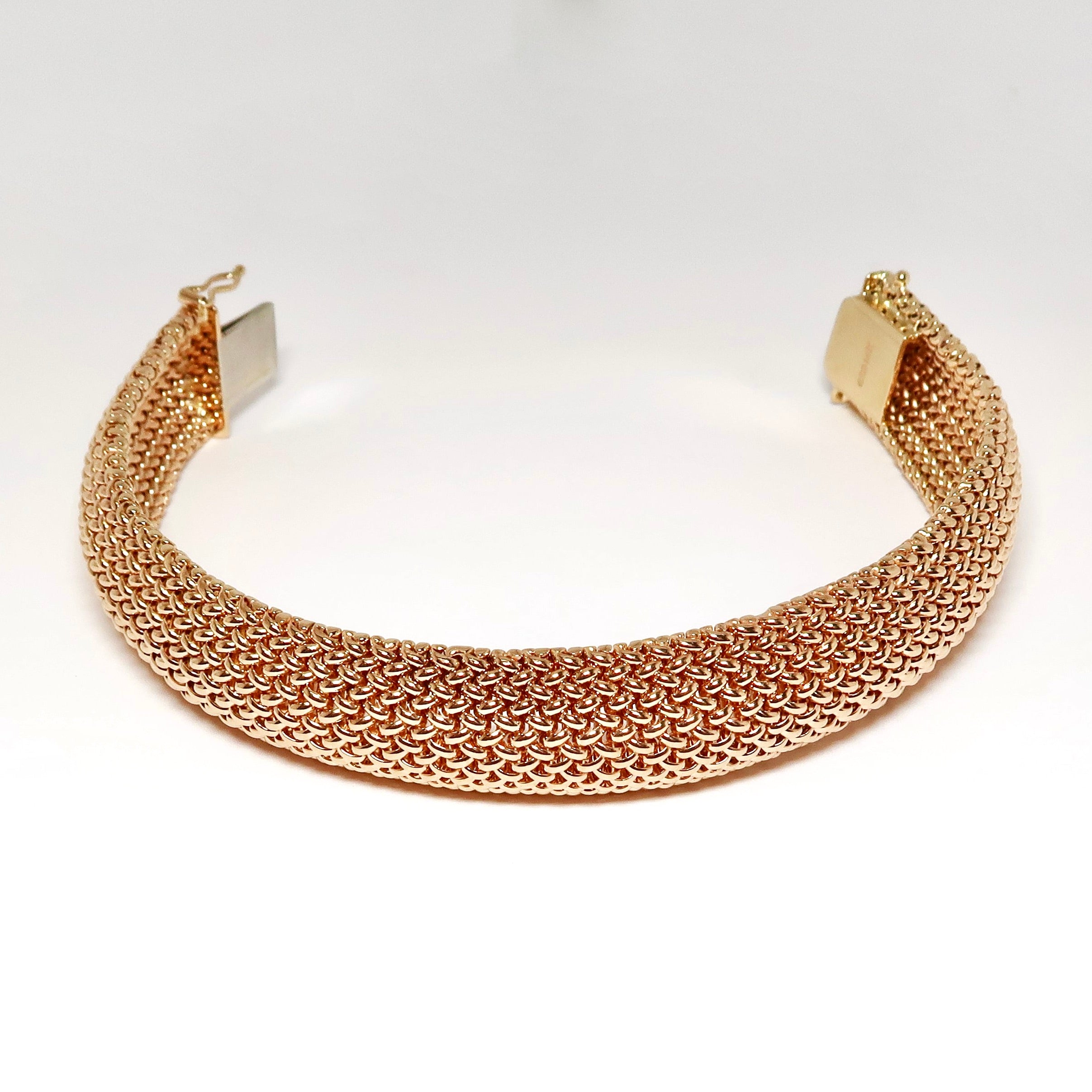 14k Yellow Gold Domed Mesh Bracelet