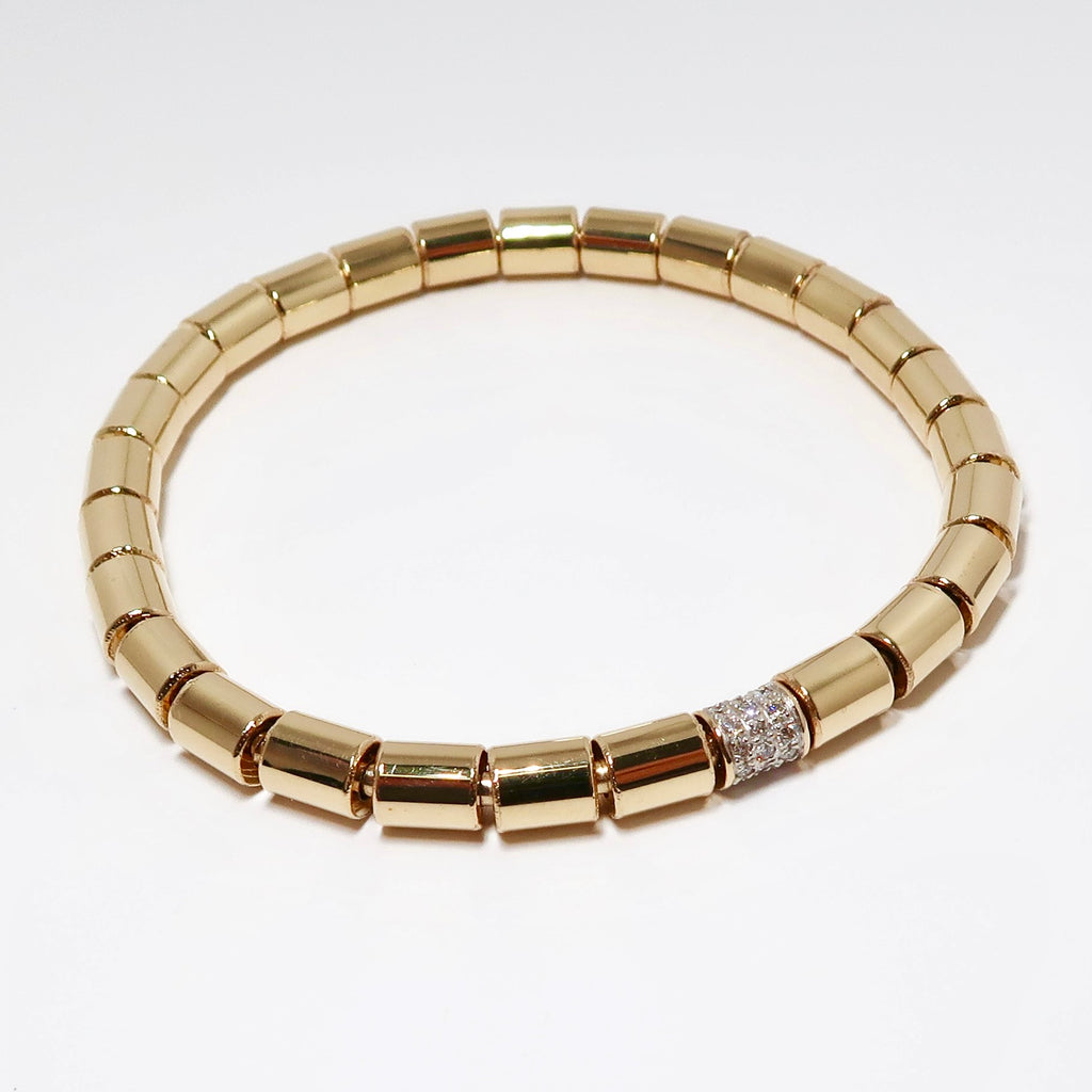 14k Yellow Gold Stretch Bracelet with Diamonds