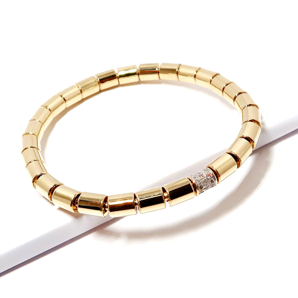 14k Yellow Gold Stretch Bracelet with Diamonds