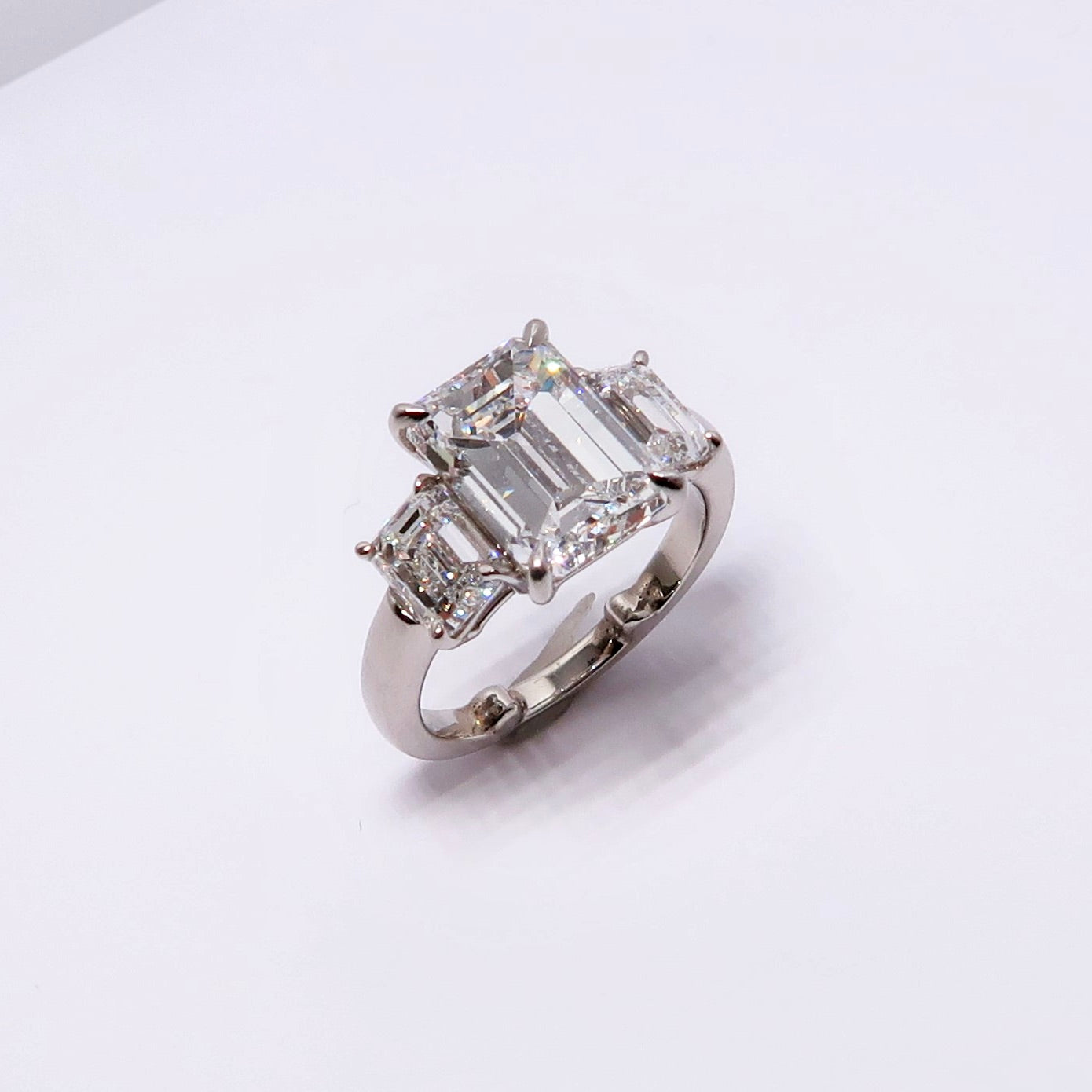 3-Stone Diamond Emerald Cut Ring