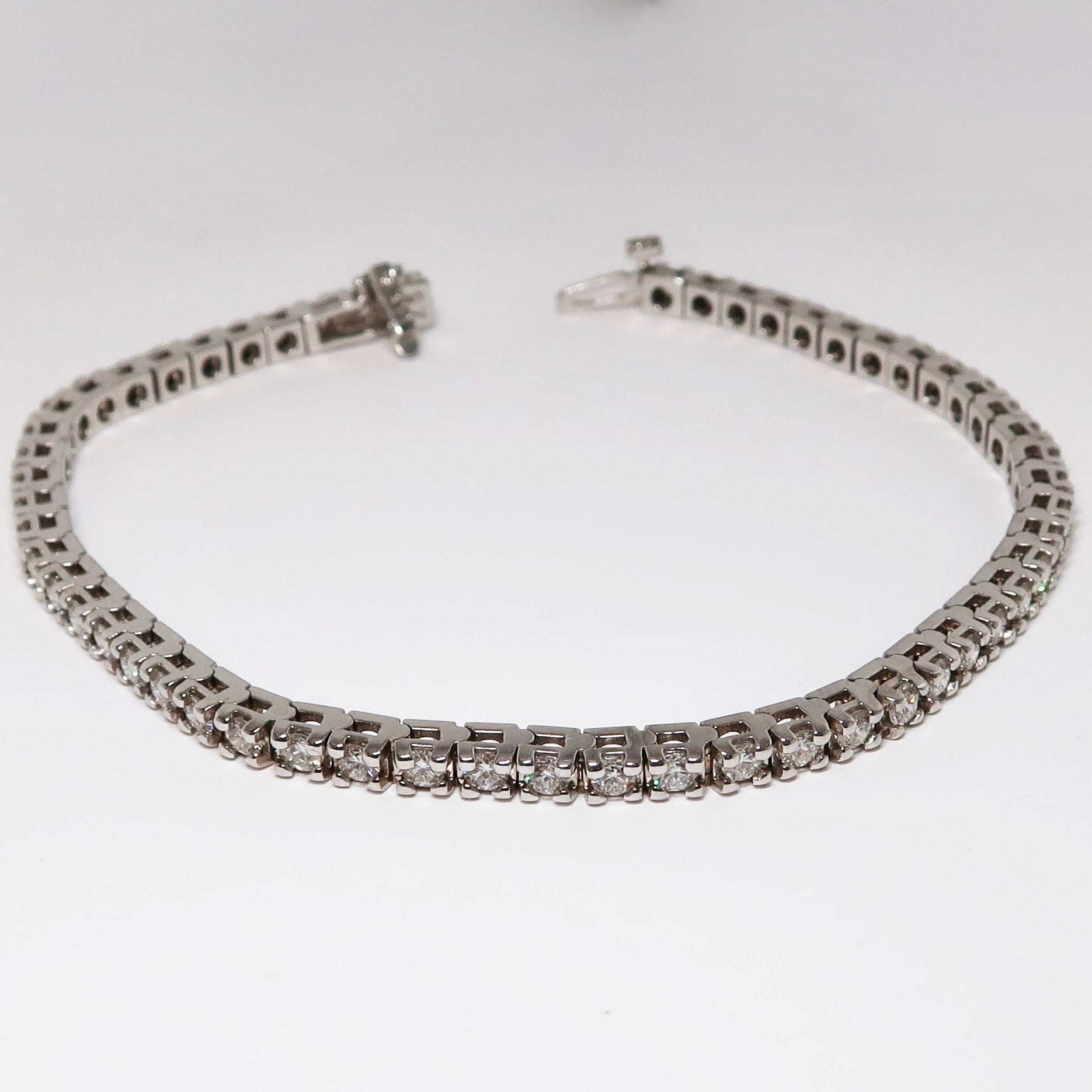 3.13ctw Diamond Tennis Bracelet, 14k White Gold & 52 Round Diamonds