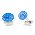 Sea Horse Sterling Silver & Enamel Oval Shaped Cufflinks