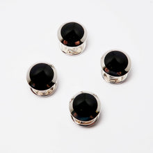 Load image into Gallery viewer, Round Shirt Studs, Sterling Silver + Onyx
