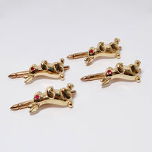 Load image into Gallery viewer, 14k Yellow Gold Rabbit Shirt Studs with Ruby Eyes
