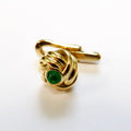 18k Yellow Gold & Emerald Shirt Stud, Swirl Knot Design