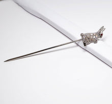 Load image into Gallery viewer, Rabbit Stick Pin with 18 Round Diamonds
