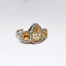 Load image into Gallery viewer, Platinum Diamond Ring, Pear Shape Fancy Light Yellow Diamonds
