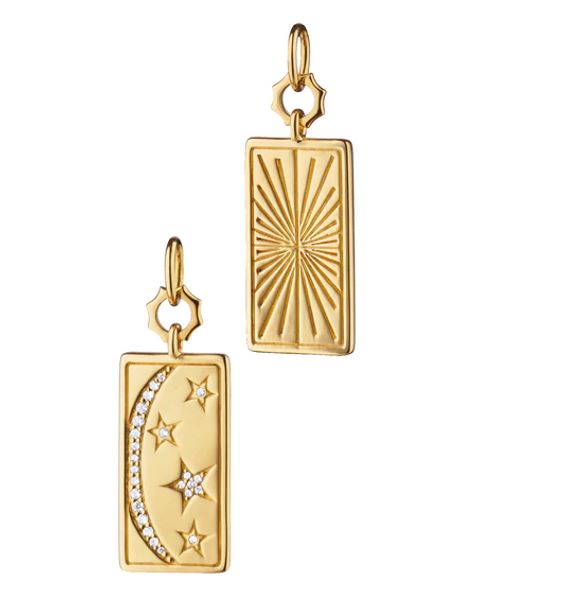 18 Yellow Gold Rectangular My Sun, Moon, and Stars Tag Charm