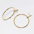 18k Yellow Gold, Slim Dangle, Round Hoop Earrings