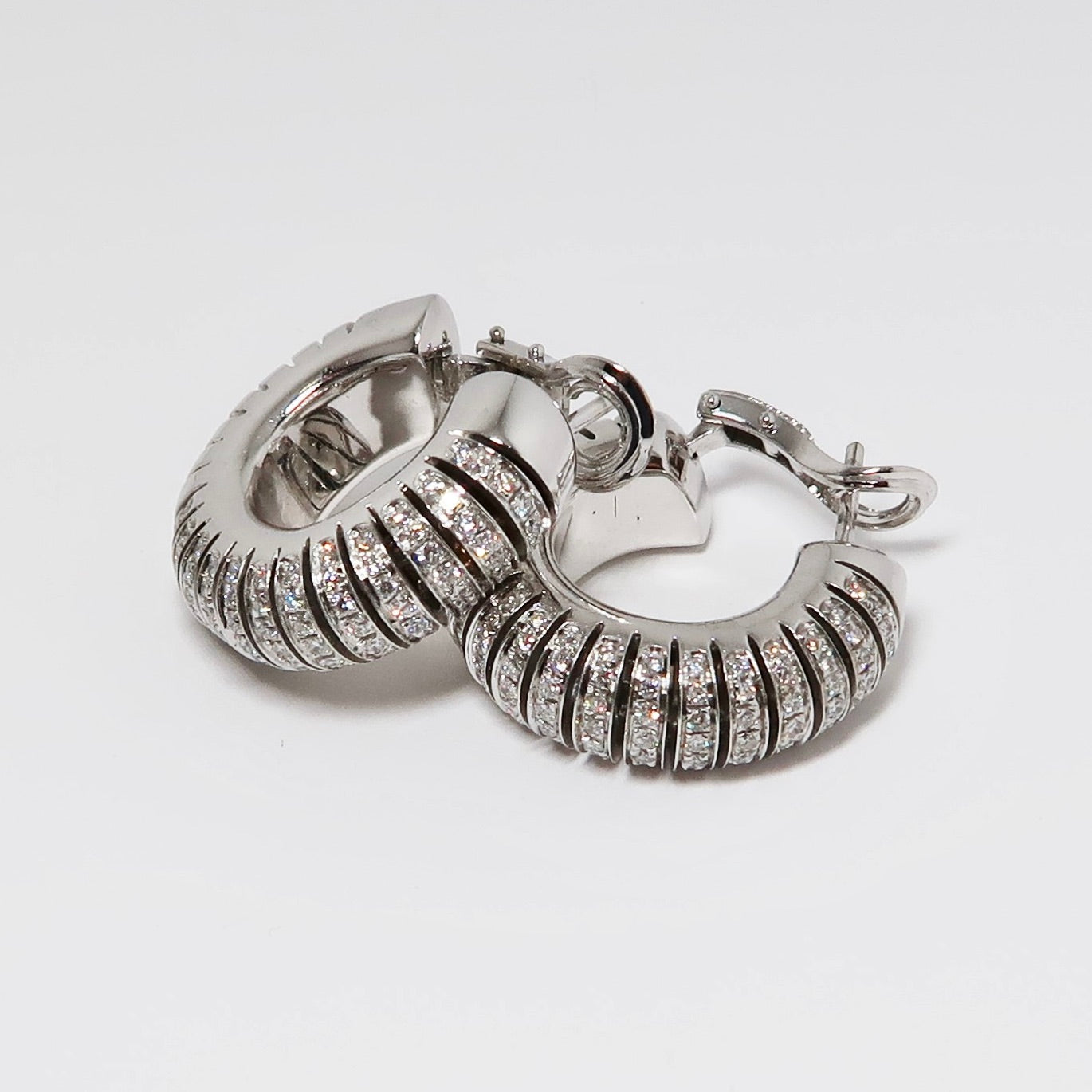 Wide Diamond Hoop Earrings