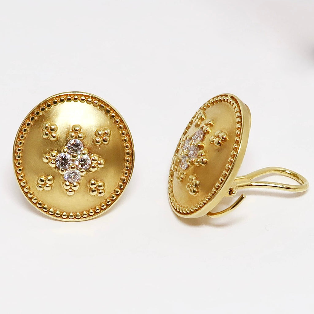 14k Yellow Gold Circle Shape Earrings