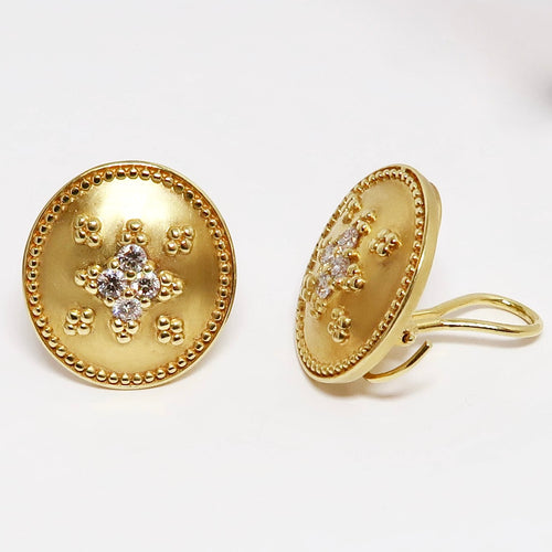 14k Yellow Gold Circle Shape Earrings