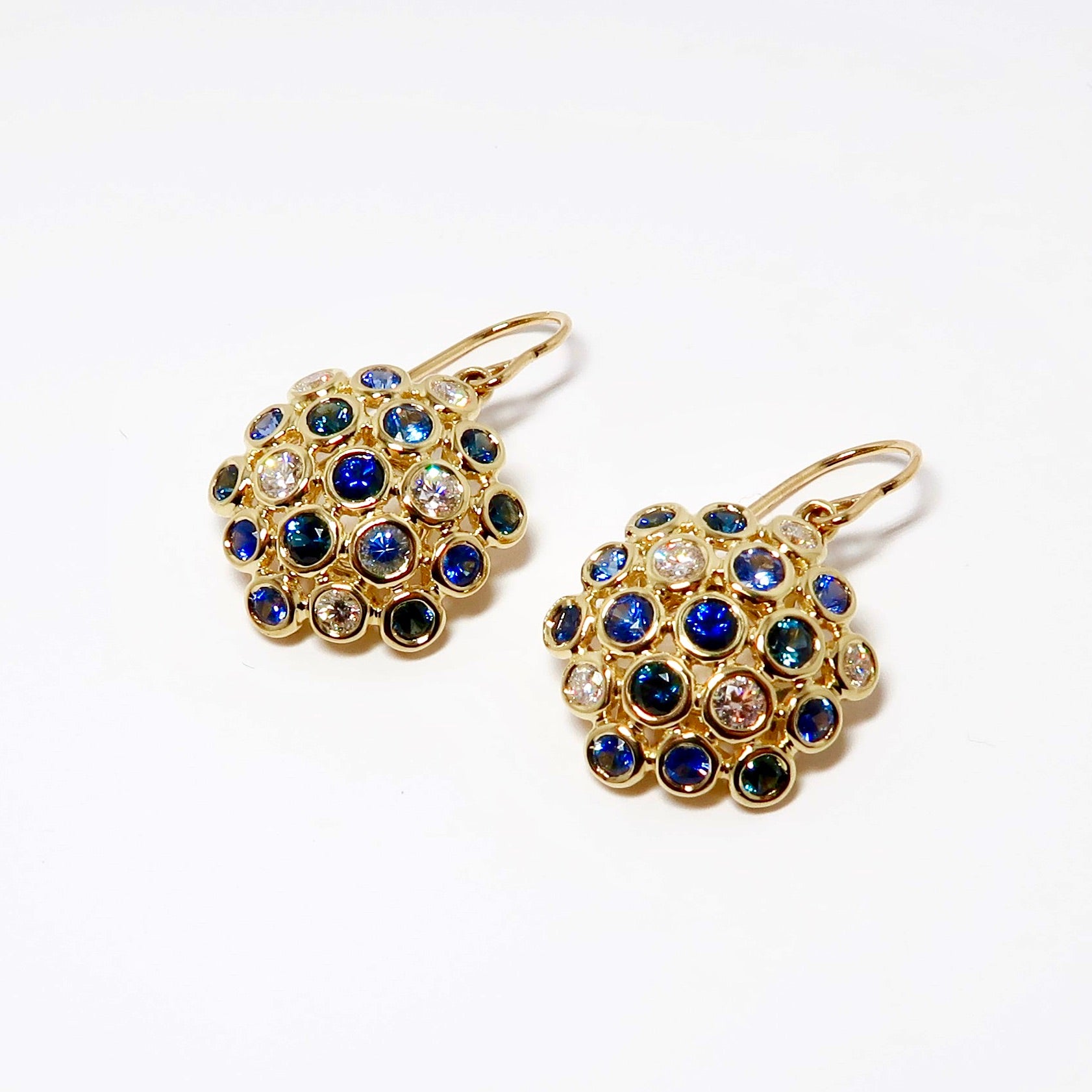 Sapphire & Diamond Cluster Earrings
