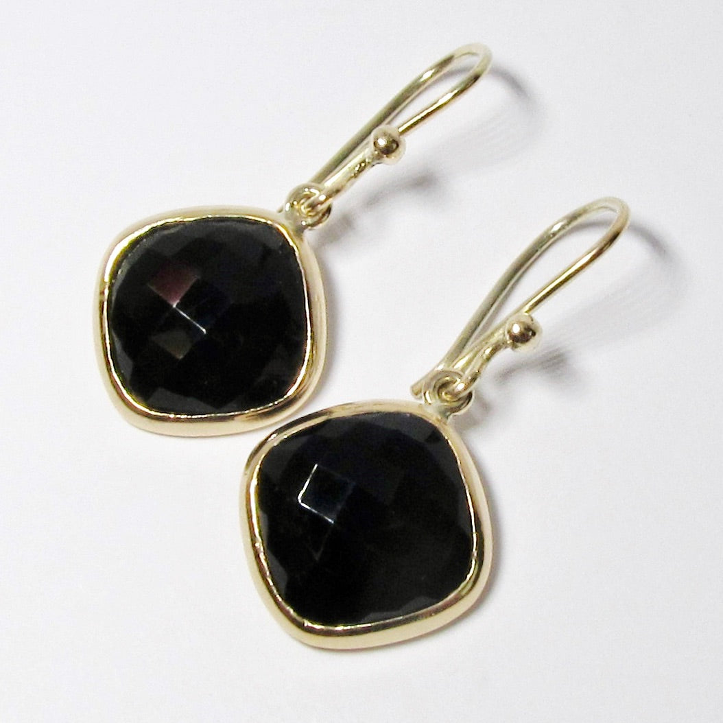 14k Yellow Gold Onyx Earrings