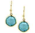 14k Yellow Gold Blue Topaz Earrings