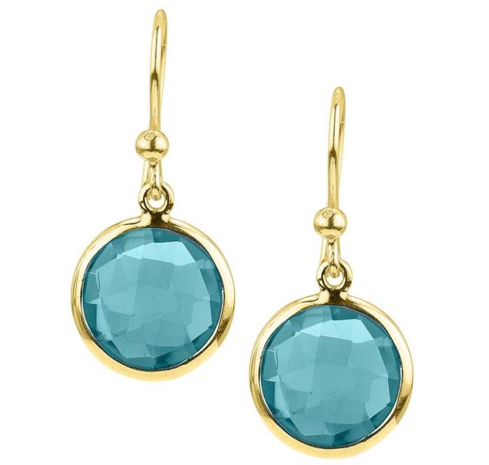 14k Yellow Gold Blue Topaz Earrings