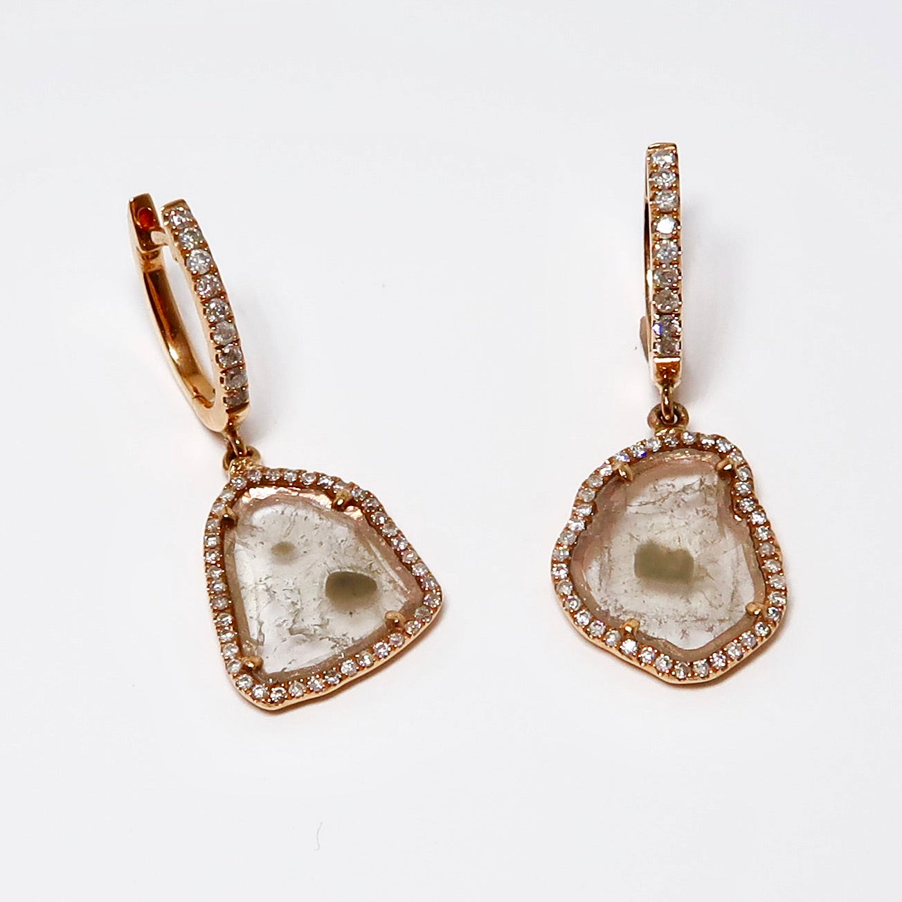 Diamond Slice Dangle Earrings