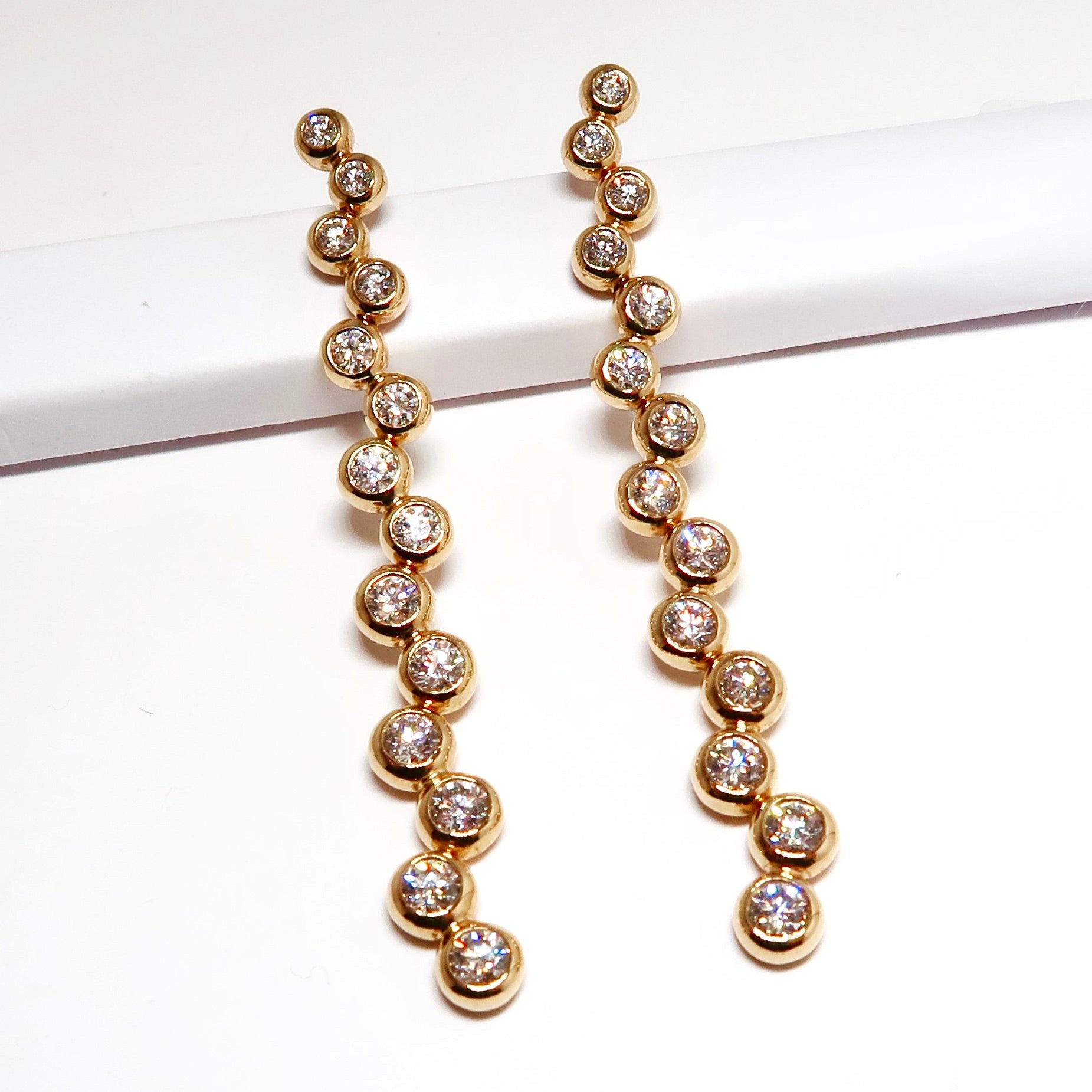 18k Yellow Gold & Diamond Moonlight Zig Zag Stiletto Earrings