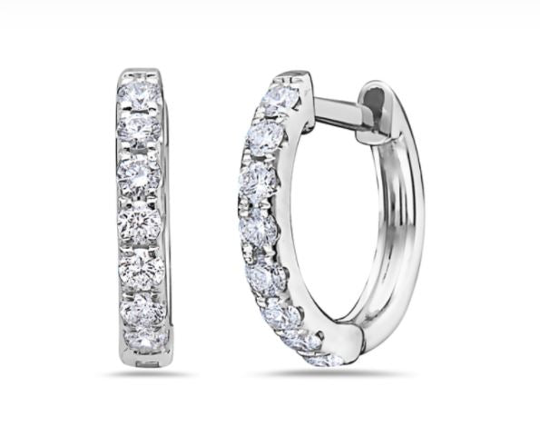 14k White Gold Hoop Earring with Diamonds