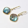 14k Yellow Gold Labradorite Earrings