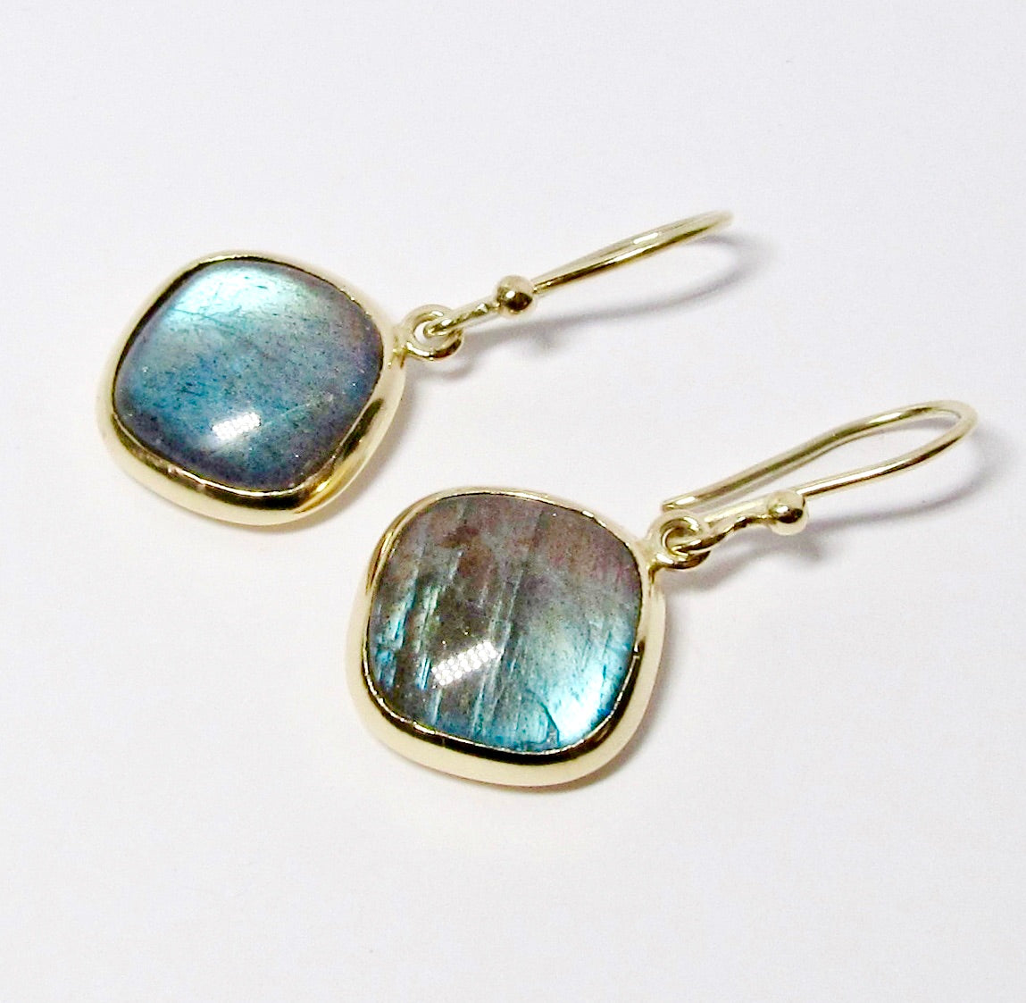 14k Yellow Gold Labradorite Earrings