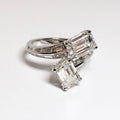 Emerald Cut Diamond Bypass Ring
