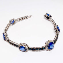 Load image into Gallery viewer, Faceted Oval Blue Sapphire Bracelet with Diamonds
