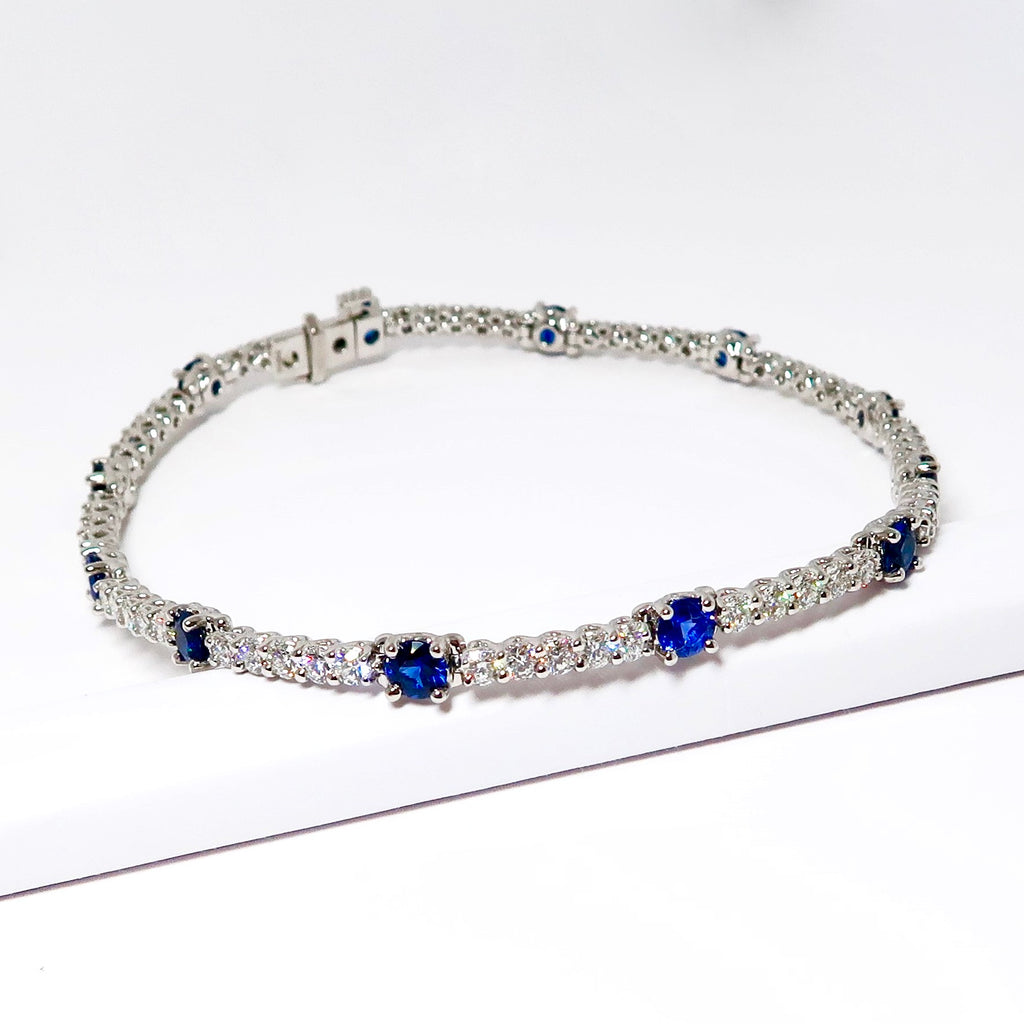 Sapphire & Diamond Bracelet, 55 Round Diamonds