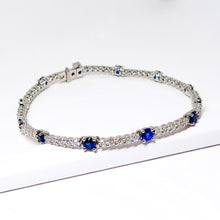 Load image into Gallery viewer, Sapphire &amp; Diamond Bracelet, 55 Round Diamonds
