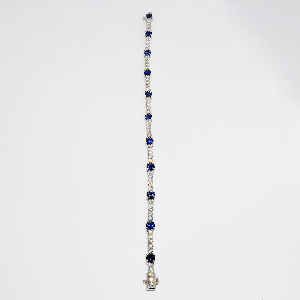 Sapphire & Diamond Bracelet, 55 Round Diamonds