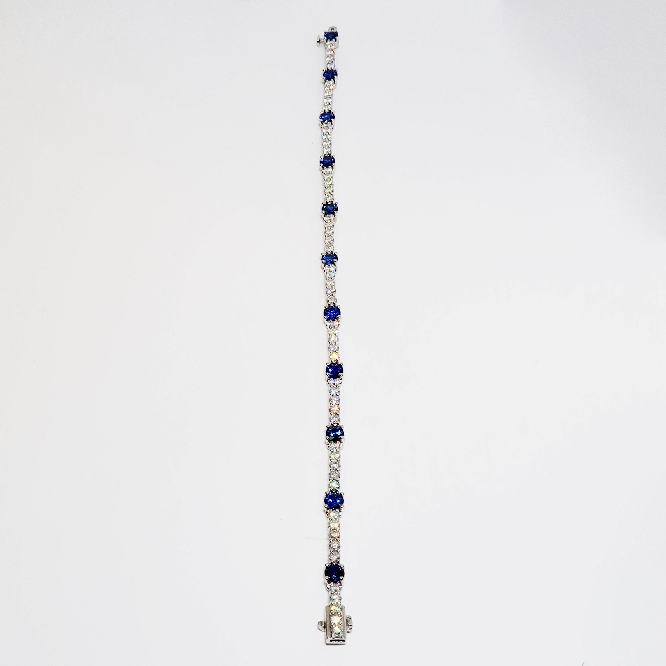 Sapphire & Diamond Bracelet, 55 Round Diamonds