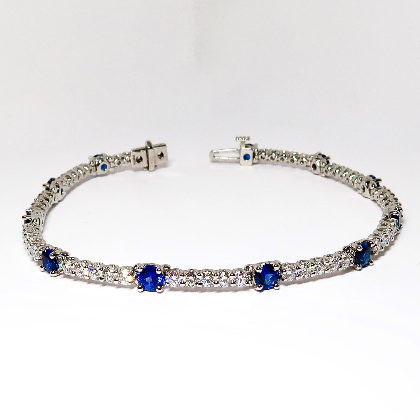 Sapphire & Diamond Bracelet, 55 Round Diamonds