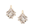Rock Crystal Square Emerald Cut Earrings on French Wire in 18k Yellow Gold