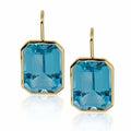 Blue Topaz 20 X14MM Emerald Cut Earrings on French Wire